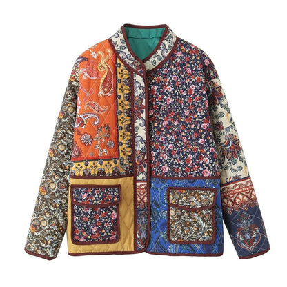 Dame veste matelassée Patchwork avec poches pratiques et motif coloré Chic und Stil