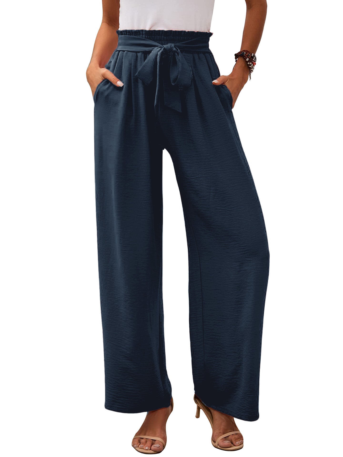 Wide palazzo pants for women with high waist and chic and stylish waistband