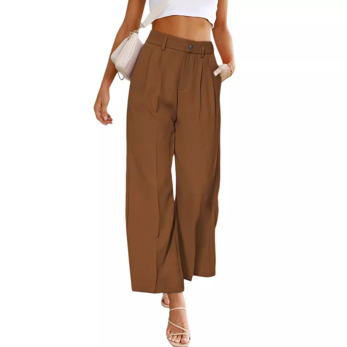 Women's high-waisted wide-leg pants with pleats and elegant cut Chic and Style