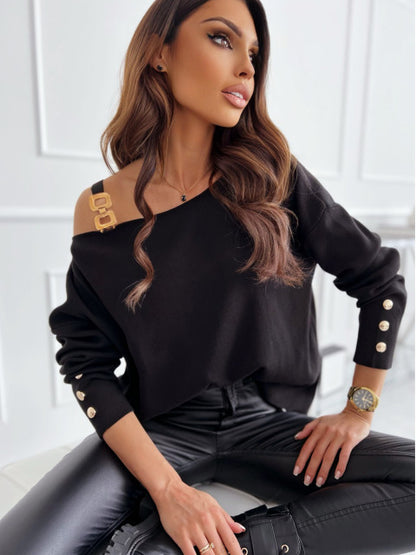 Dames Off-Shoulder Pull en Tricot Confortable Chic und Stil