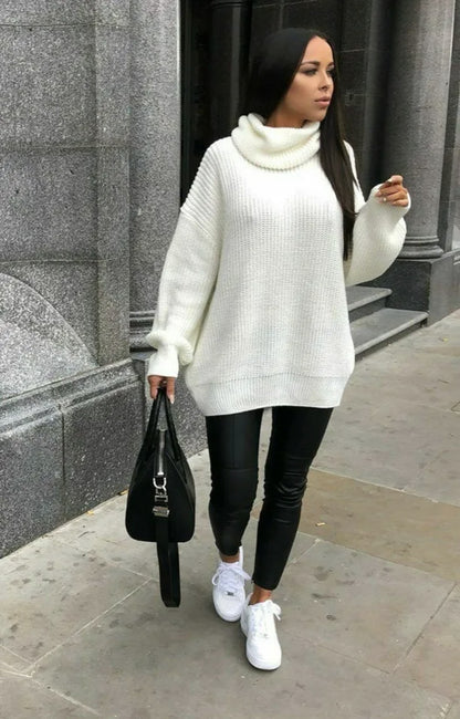 Pull en tricot oversized pour femmes avec col montant et coupe décontractée Chic und Stil