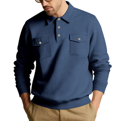 Comfortable fleece pullover for men with practical chest pockets Chic and Style