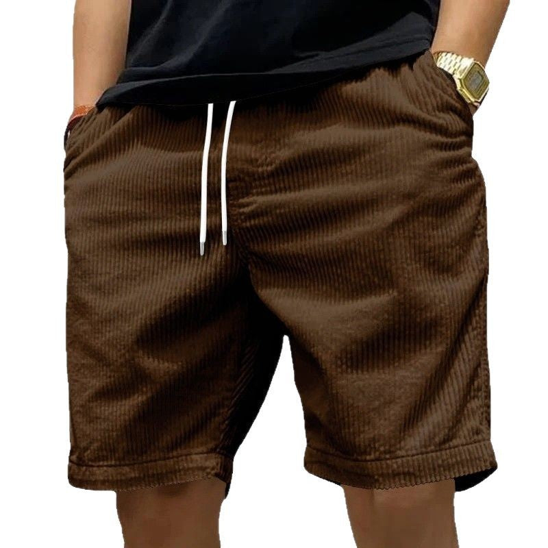 Shorts en corduroy décontractés pour hommes avec taille élastique et poches latérales pratiques Chic und Stil