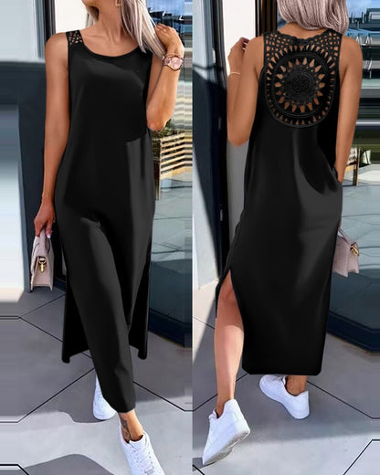 Robe maxi en crochet à dos boho pour femmes Chic und Stil