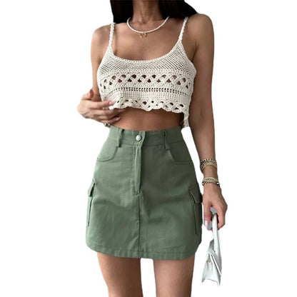 Dames Crop-top avec structure côtelée et lien Chic und Stil