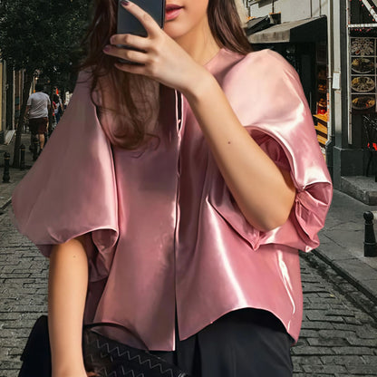 Dames Robe Midi Élégante avec Haut Texturé et Manches Volumineuses Chic und Stil