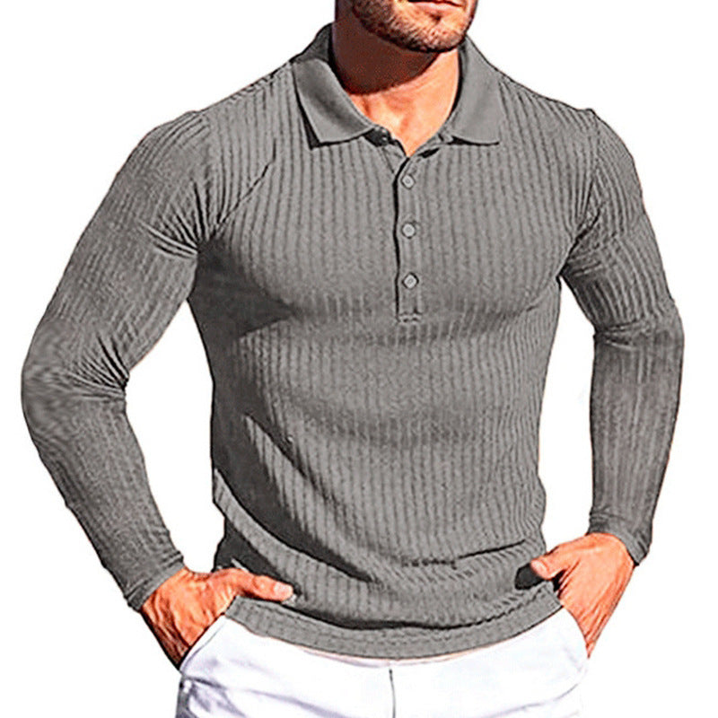 Chemise polo longue à manches élégantes pour homme au design texturé Chic und Stil