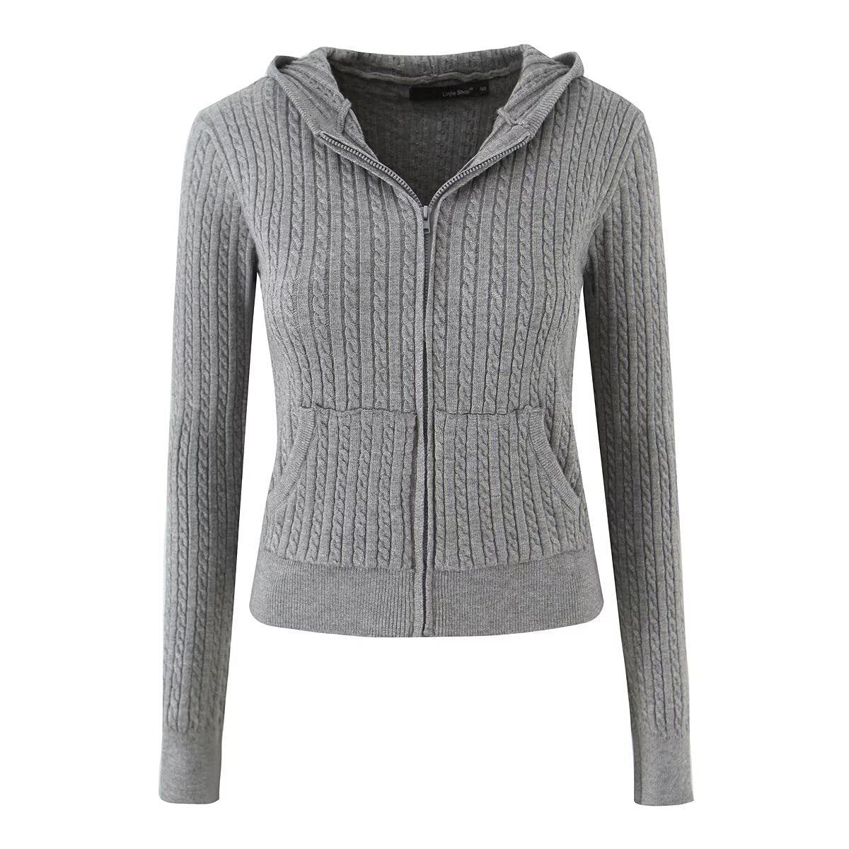 Dames pull en laine confortable avec capuche et fermeture éclair Chic und Stil