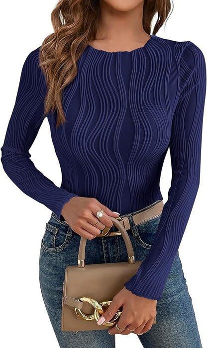 Chemise à manches longues pour femmes avec motif ondulé texturé Chic und Stil