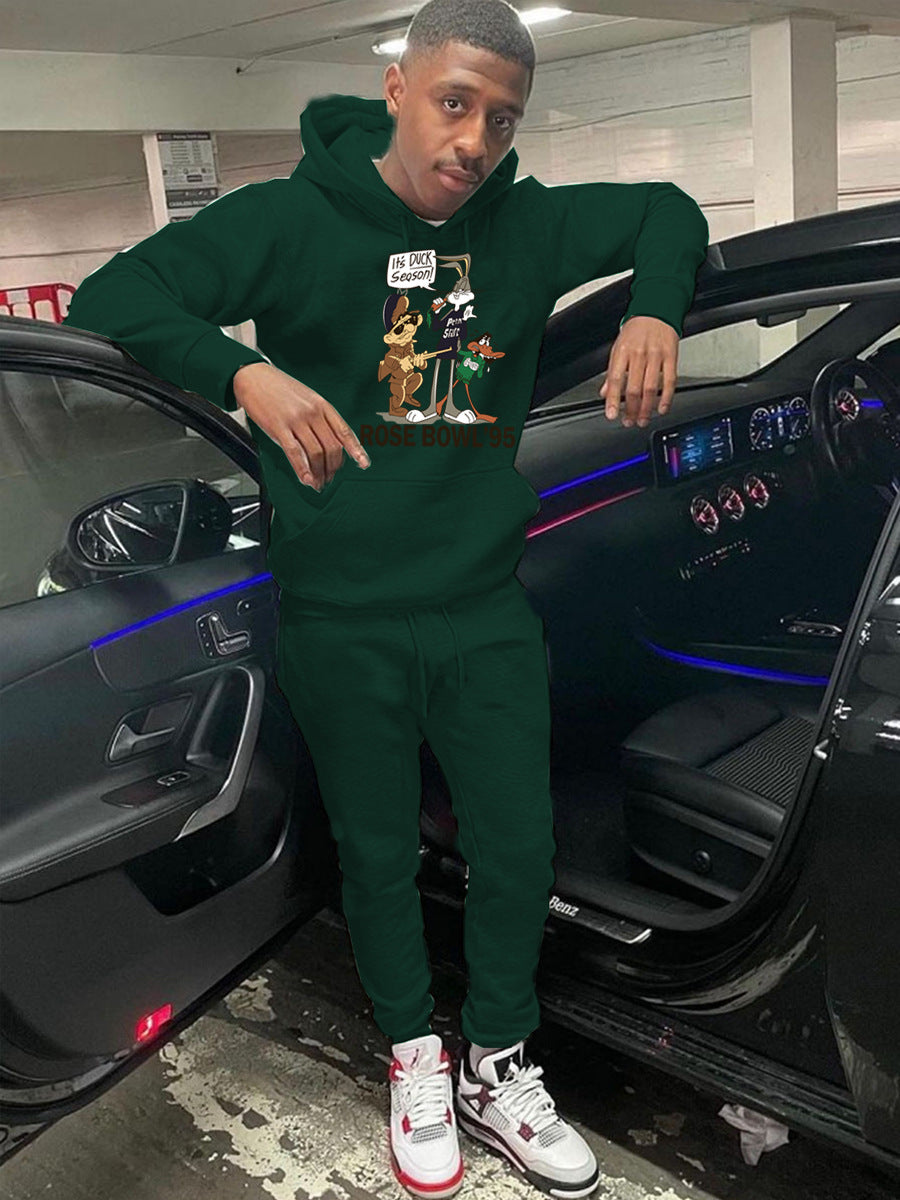 Women's hoodie and jogger pants set with creative cartoon pattern and comfortable fit Chic und Stil