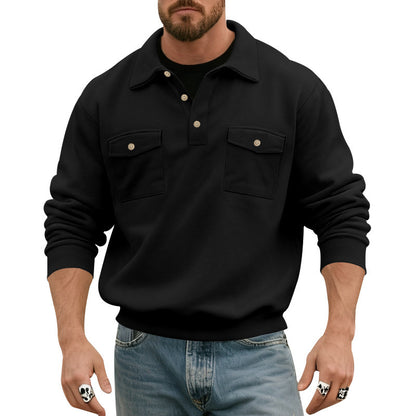 Comfortable fleece pullover for men with practical chest pockets Chic and Style
