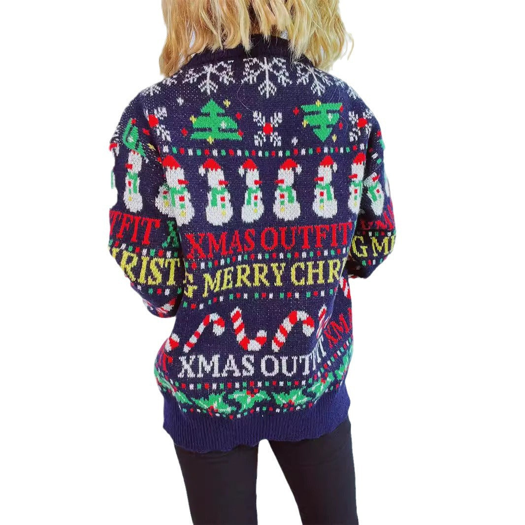 Pull de Noël pour femmes avec des motifs colorés et des applications amusantes Chic und Stil