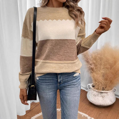 Pull femme confortable avec un design moderne à rayures bloquées Chic und Stil