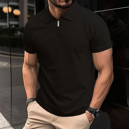 Polo pour hommes avec fermeture éclair moderne et tissu structuré Chic und Stil