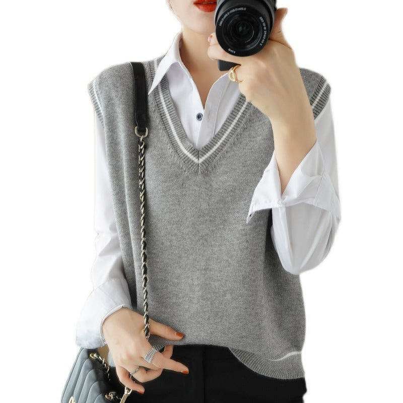 Dames V-encolure pull-over gilet Chic und Stil