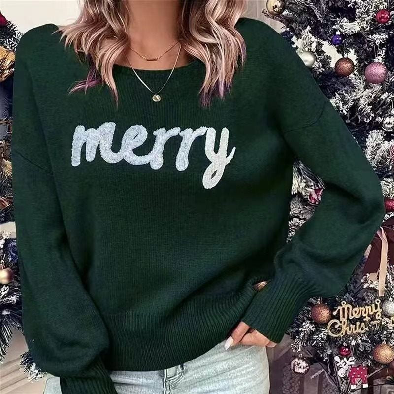 Dames pull confortable avec impression festive Chic und Stil
