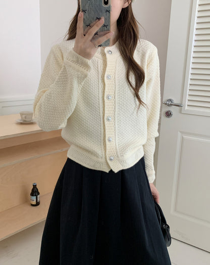 Dame cardigan en tricot avec motif texturé et boutons de haute qualité Chic und Stil