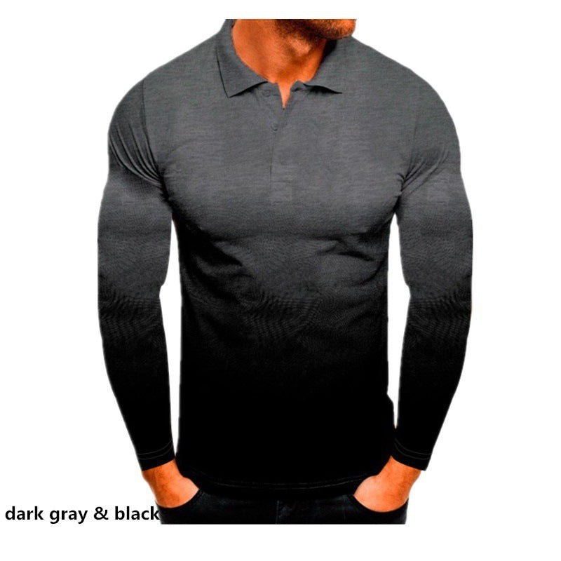 Men's long sleeve polo with a modern gradient of colors and performance material Chic and Style