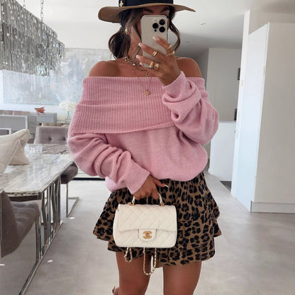 Pull-over décontracté pour femmes à épaules dénudées avec structure côtelée Chic und Stil
