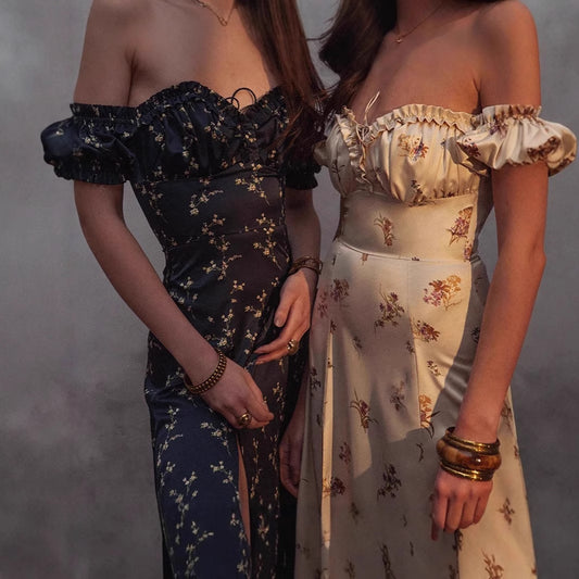 Robe maxi femme avec imprimé floral et détail de volants élégant Chic und Stil