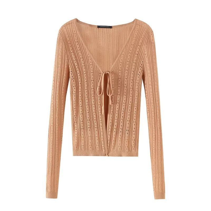 Cardigan Tricot Élégant pour Femme avec Lacer Ajustable Chic & Stil