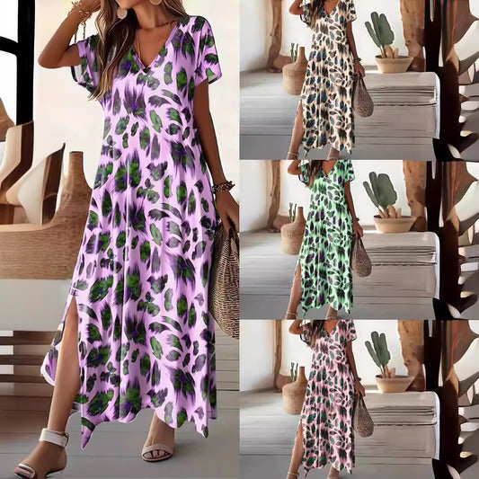 Robe maxi femme avec élégant décolleté en V et fentes latérales Chic und Stil
