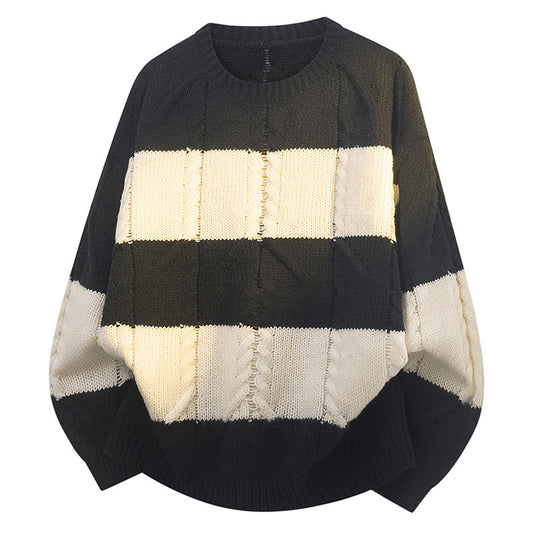 Dames gros tricot pull avec coupe décontractée et motif à carreaux tendance Chic und Stil