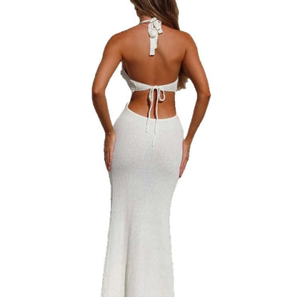 Robe maxi en tricot pour femmes avec des motifs ajourés raffinés et une silhouette élégante Chic und Stil