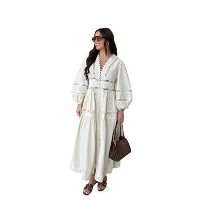 Robe maxi femme avec broderies artistiques et manches aérées Chic und Stil
