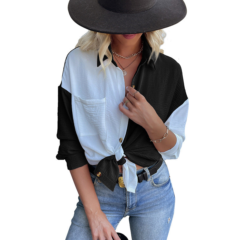 Chemise blouse asymétrique pour femme avec patte de boutonnage et poche poitrine Chic und Stil