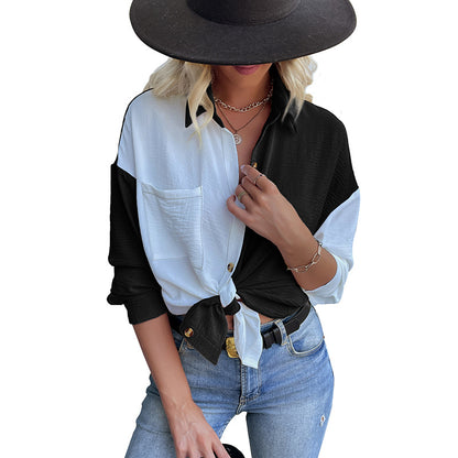 Chemise blouse asymétrique pour femme avec patte de boutonnage et poche poitrine Chic und Stil