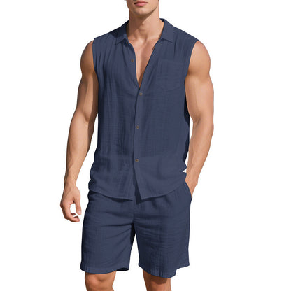 Tenue d'été décontractée pour hommes avec chemise sans manches et shorts Chic und Stil