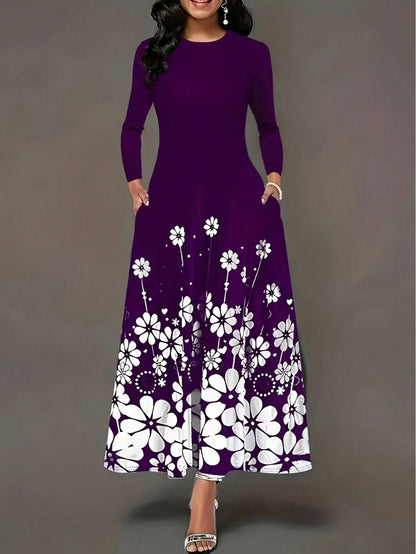 Robe maxi femme avec design floral et poches latérales pratiques Chic und Stil