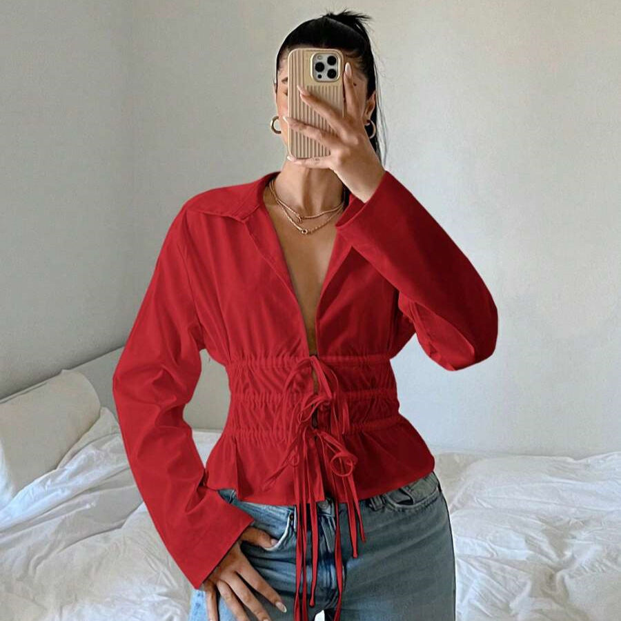 Blouse zip-up femme avec fronces et manches longues Chic und Stil