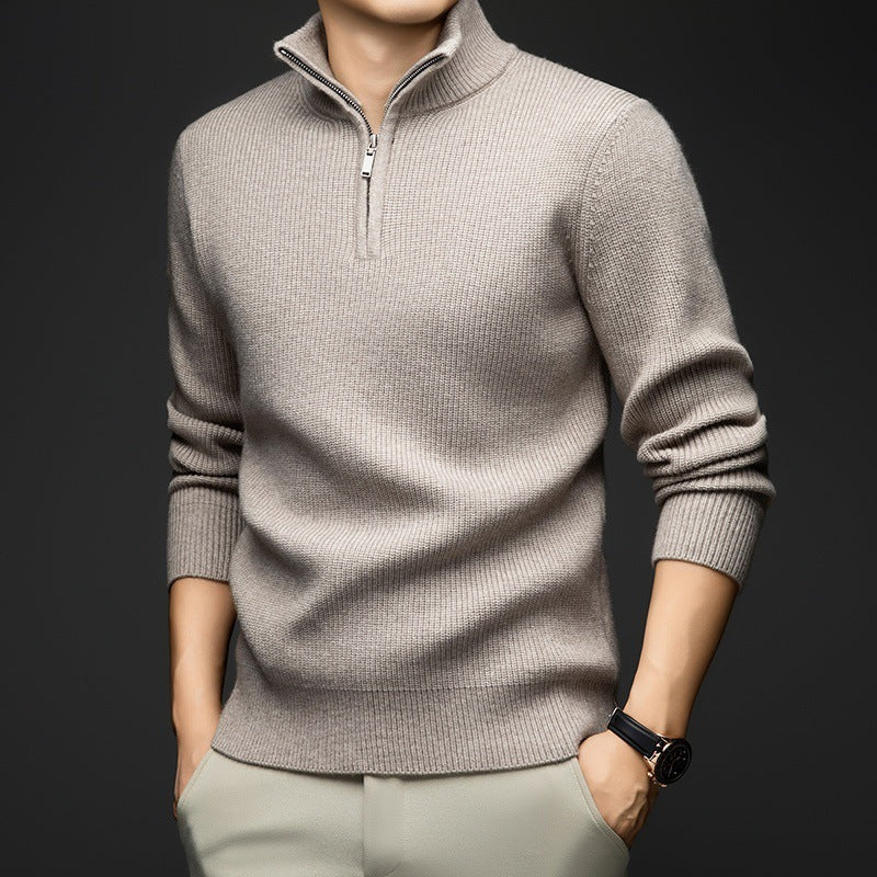 Pull-over zippé élégant pour hommes en laine douce Chic und Stil