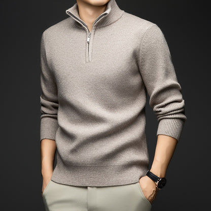 Pull-over zippé élégant pour hommes en laine douce Chic und Stil