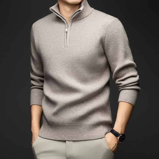Pull-over zippé élégant pour hommes en laine douce Chic und Stil