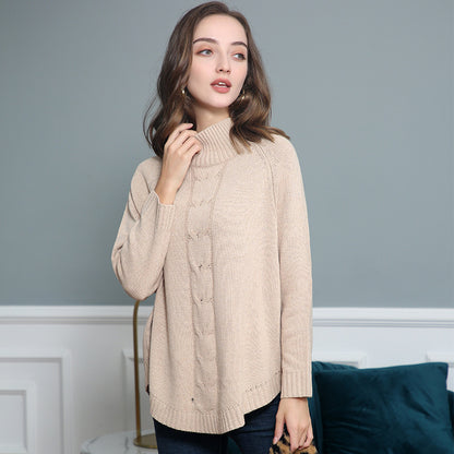 Pull en grosse maille pour femmes avec un col montant et des motifs en torsades Chic und Stil