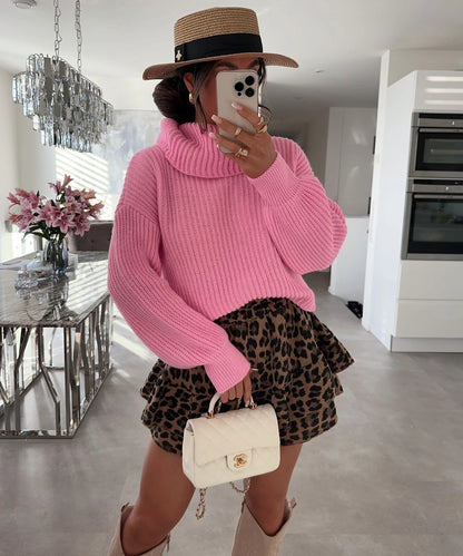 Pull en laine pour femmes avec col haut et manches volumineuses Chic und Stil
