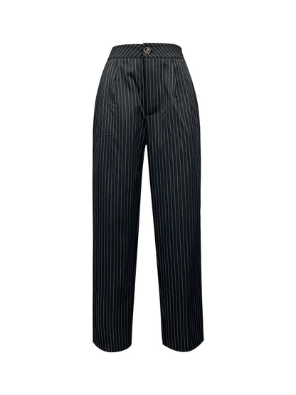 Women Elegant High Waist Pants with a Chic Pinstripe Pattern and Style
