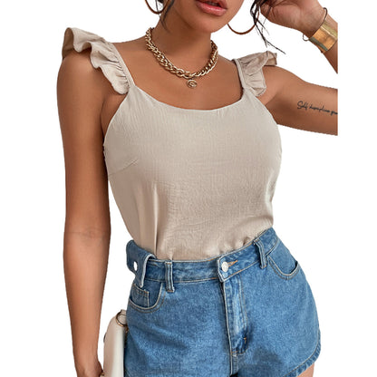 Dames Élégant Haut avec Détails Volants Chic und Stil