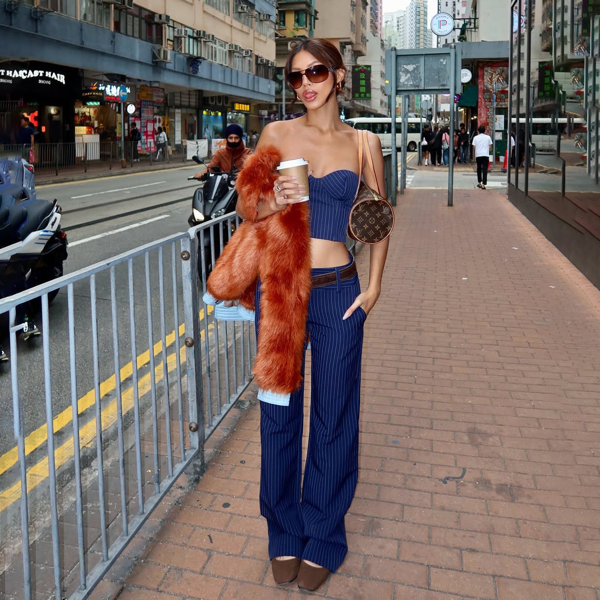 Dames Ensemble à deux pièces à la mode avec rayures Chic und Stil