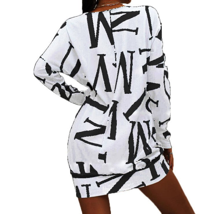 Robe mini décontractée pour femmes avec imprimé graphique et manches longues Chic und Stil