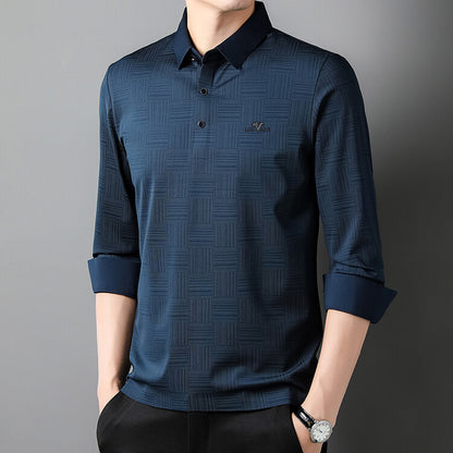 Chemise polo à manches longues pour hommes avec design texturé Chic und Stil