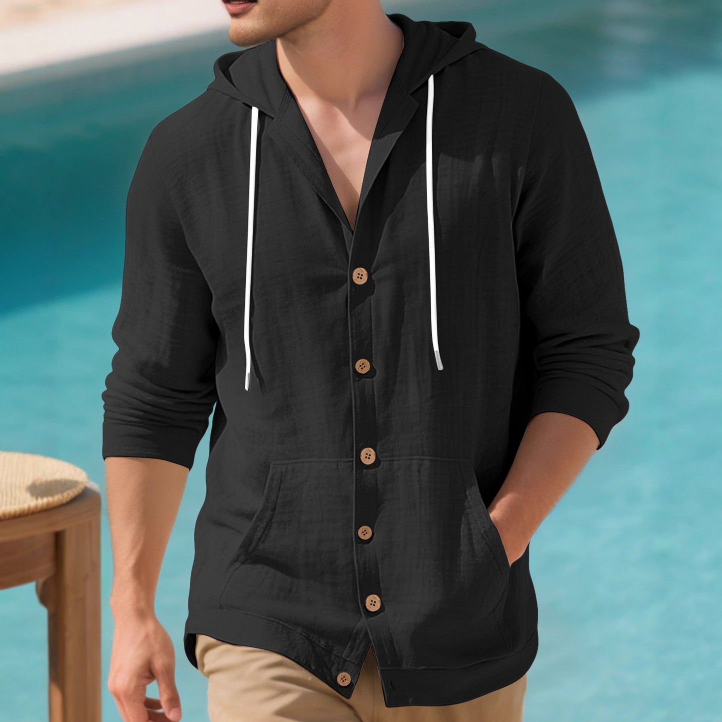 Elegant casual jacket for men with hood and practical pockets Chic and Style