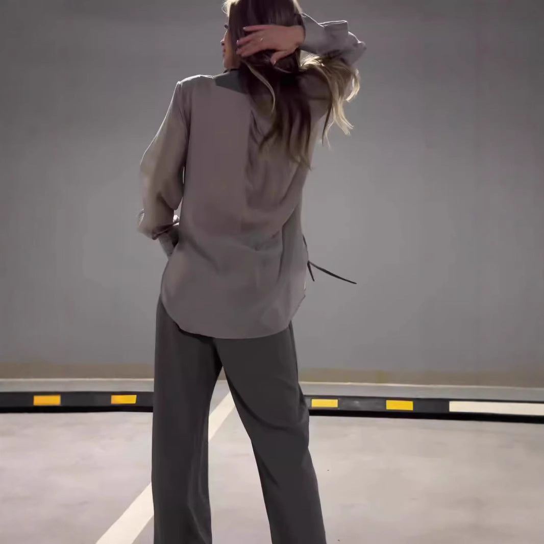 Dames Ensemble élégant et moderne composé d'une veste blazer cintrée et d'un pantalon large Chic und Stil