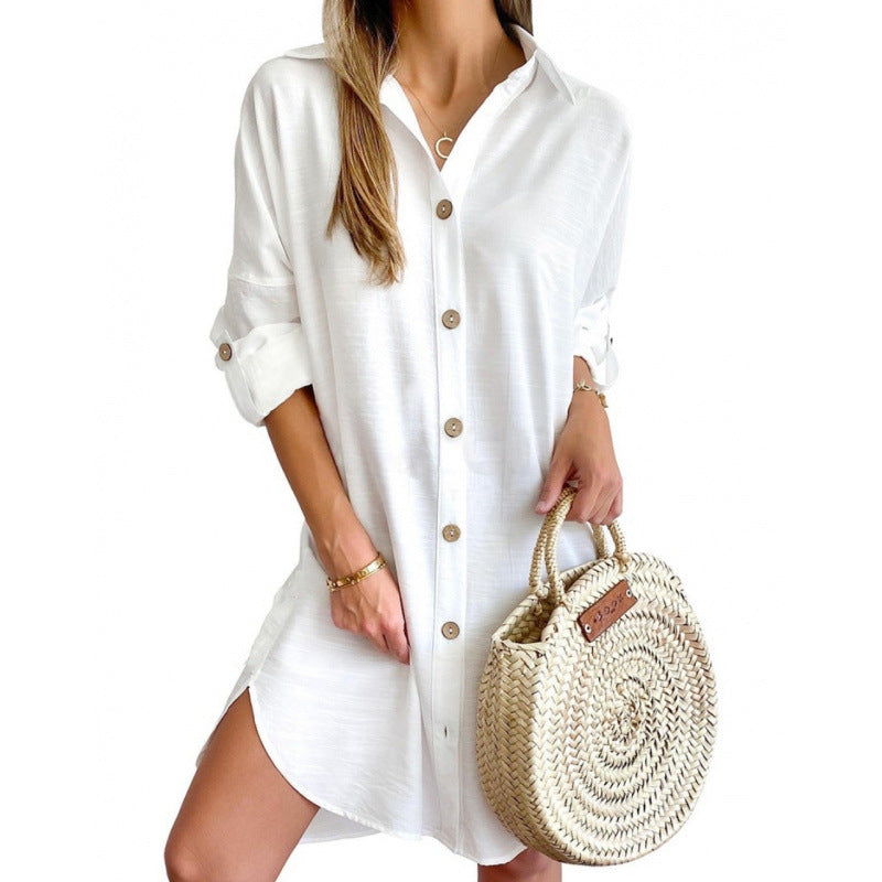 Robe chemise décontractée pour femmes en tissu léger avec fermeture à boutons Chic und Stil