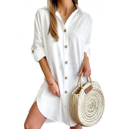 Robe chemise décontractée pour femmes en tissu léger avec fermeture à boutons Chic und Stil