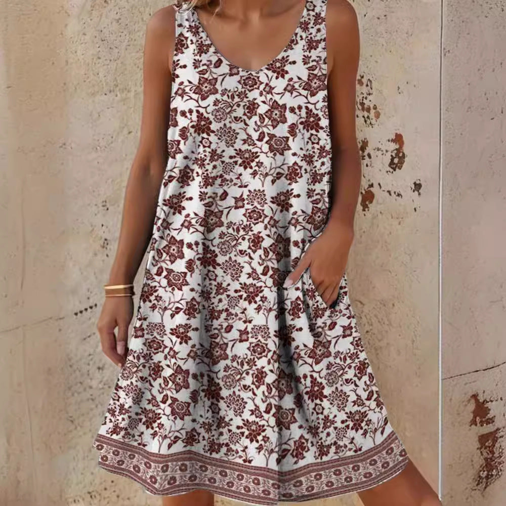 Robe de loisirs pour femmes avec motif floral et poches latérales pratiques Chic und Stil