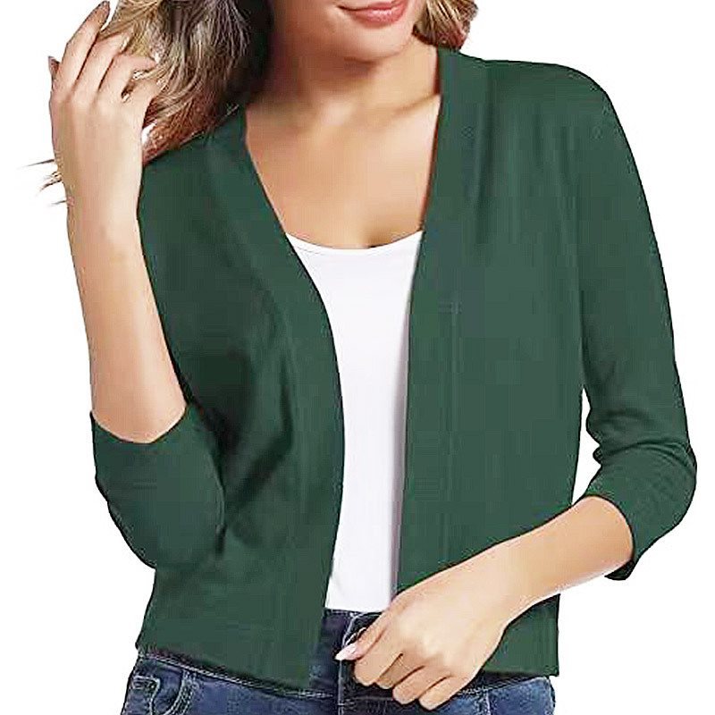Dames cardigan décontracté avec devant ouvert et manches 3/4 Chic und Stil